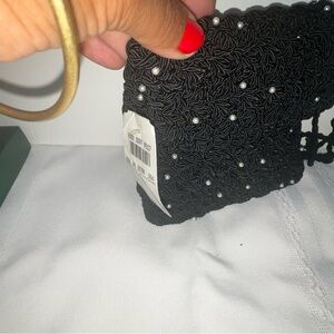 Black Beaded Clutch with Pearls